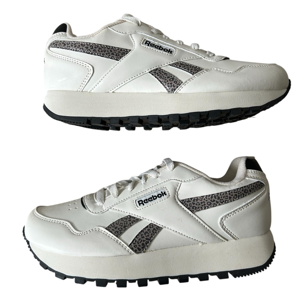 Reebok NWT Cream Sneakers with Leopard Accent Ortholite shoes size 7.5 - Picture 4 of 8